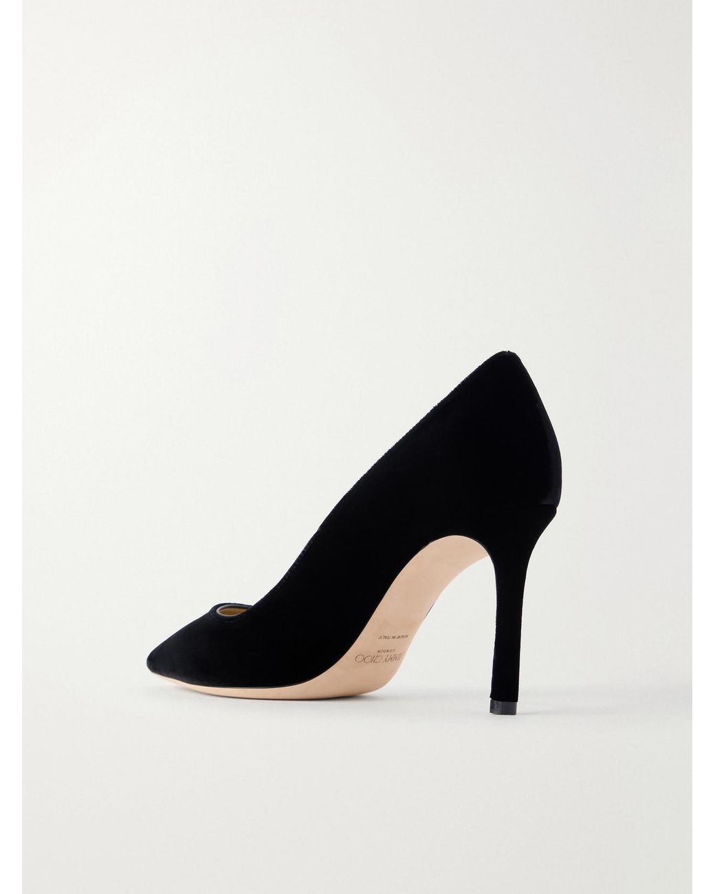 Jimmy Choo Black Romy 85 Velvet Pumps