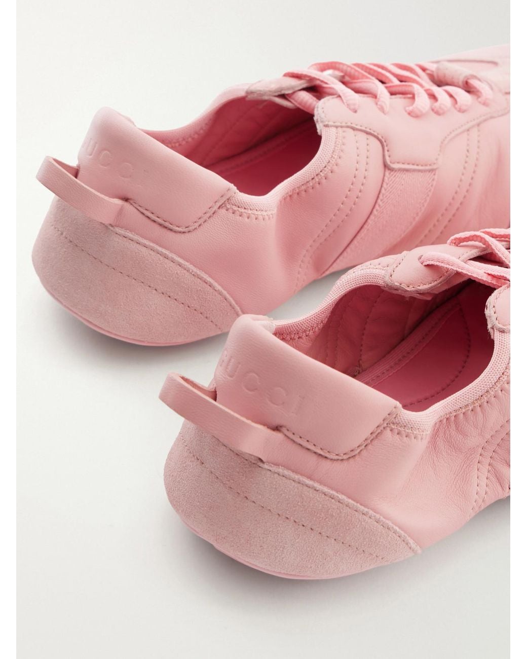 Gucci Pink Flex Suede-Trimmed Leather Sneakers