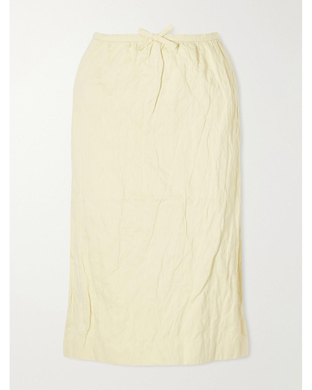 ShuShu/Tong Natural Bow-Detail Cotton-Blend Midi Skirt