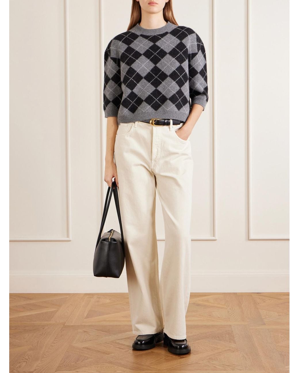 arch4 Gray Karlie Checked Cashmere Sweater