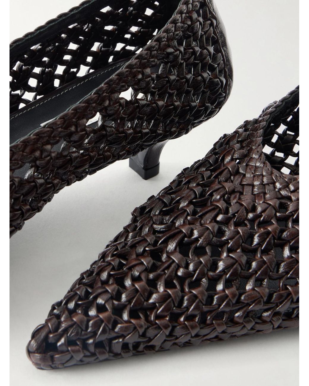 Totême Brown 35 Woven Leather Pumps
