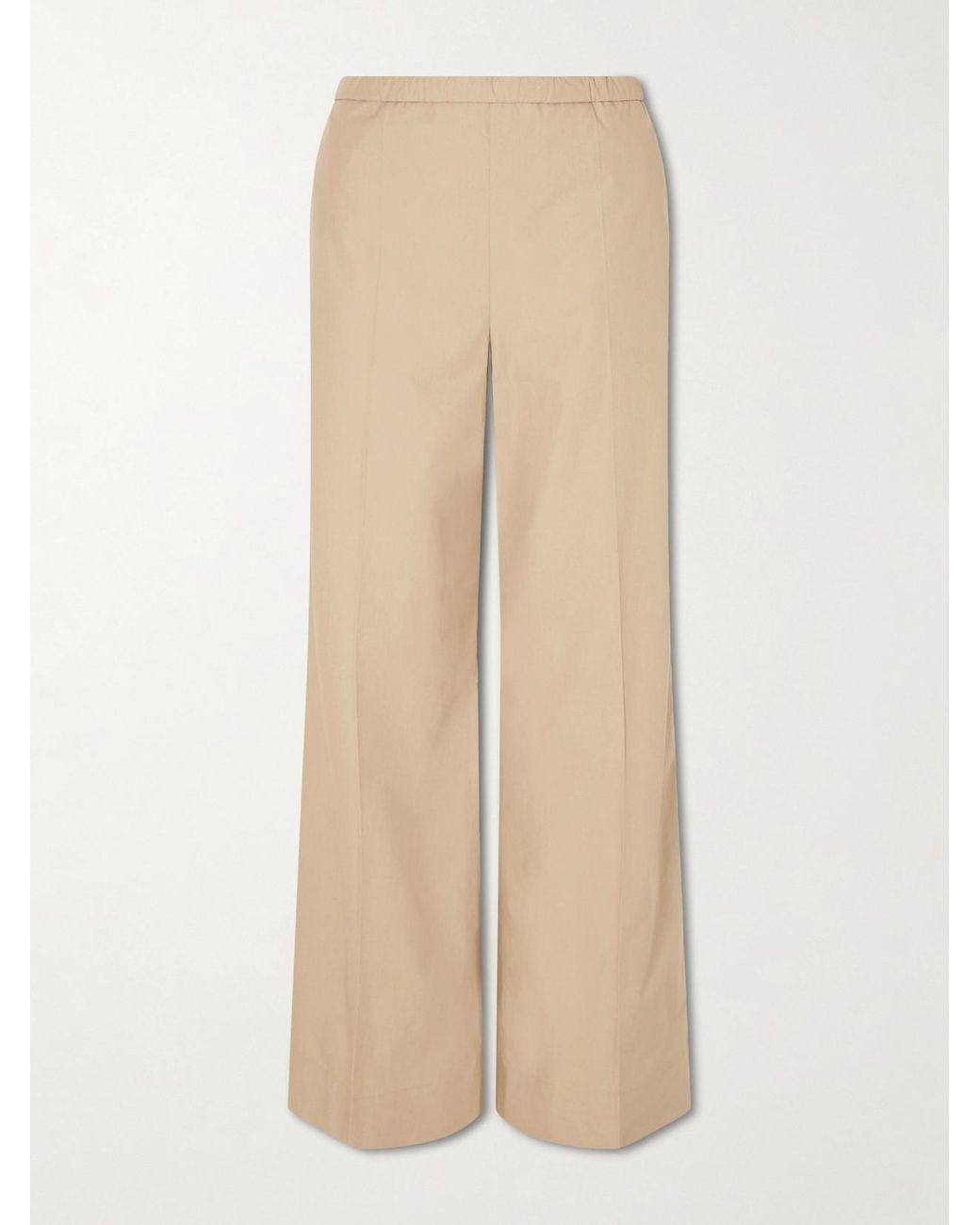 Moncler Natural Cotton-Poplin Wide-Leg Pants