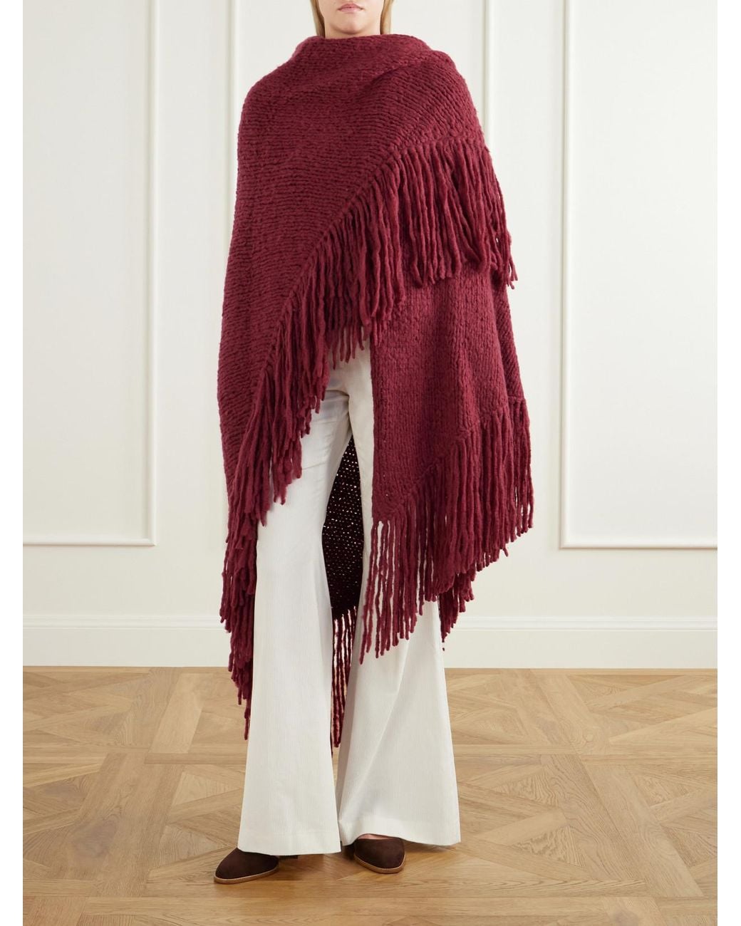 Gabriela Hearst Red Lauren Fringed Cashmere Wrap