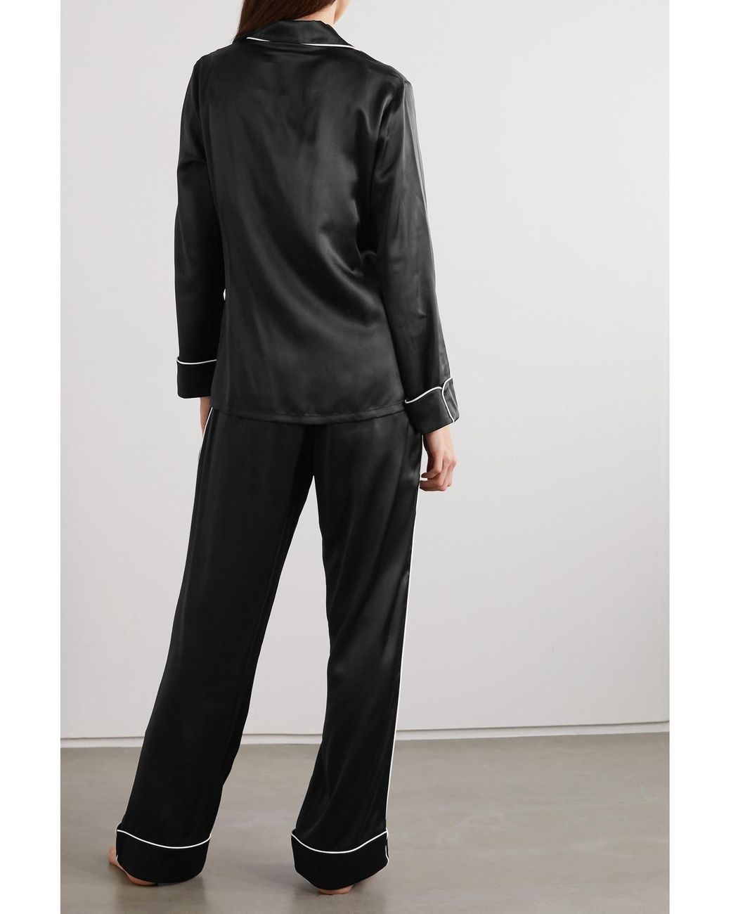 Olivia Von Halle Black Coco Silk-Satin Pajama Set