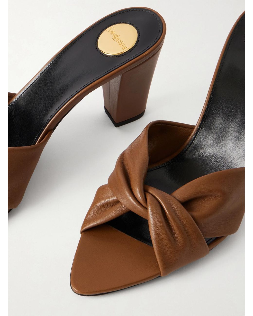 Saint Laurent Natural Franciane Twisted Leather Mules