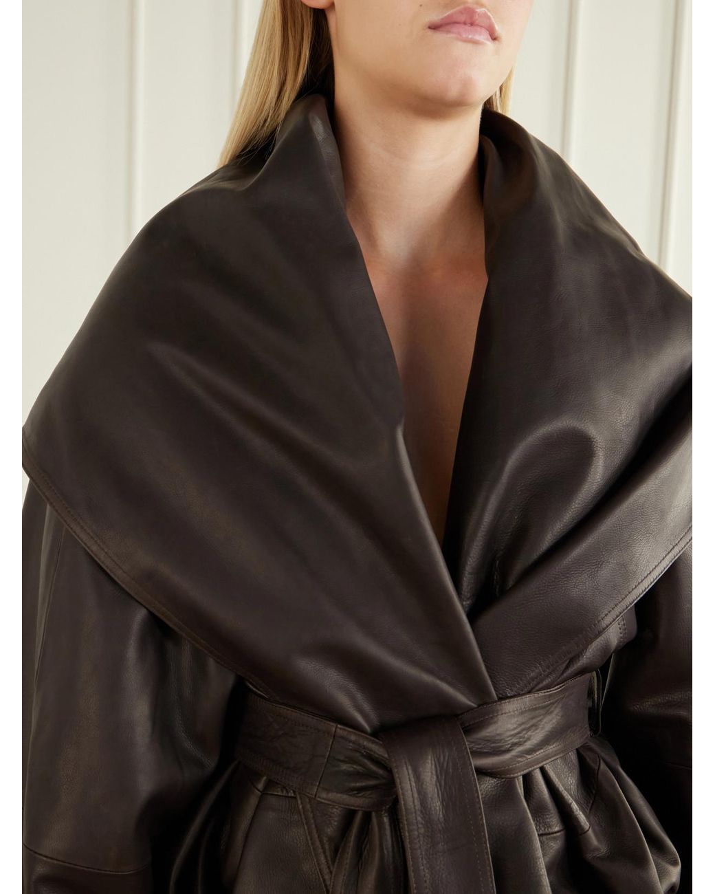 Magda Butrym Black Cropped Belted Leather Jacket