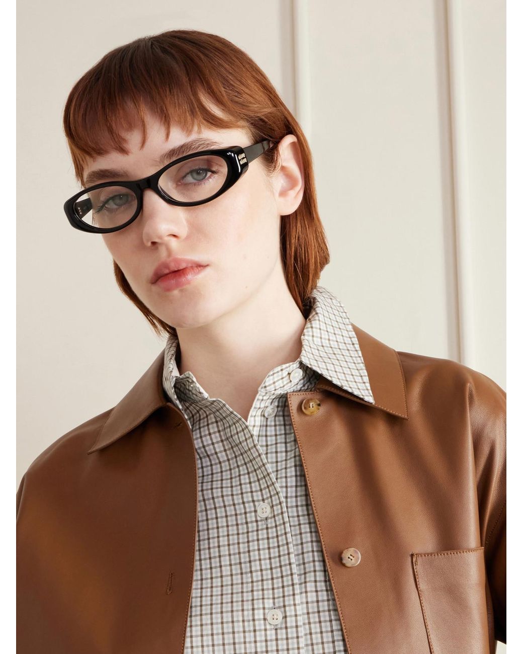 Miu Miu Black Cat-Eye Frame Acetate Optical Glasses