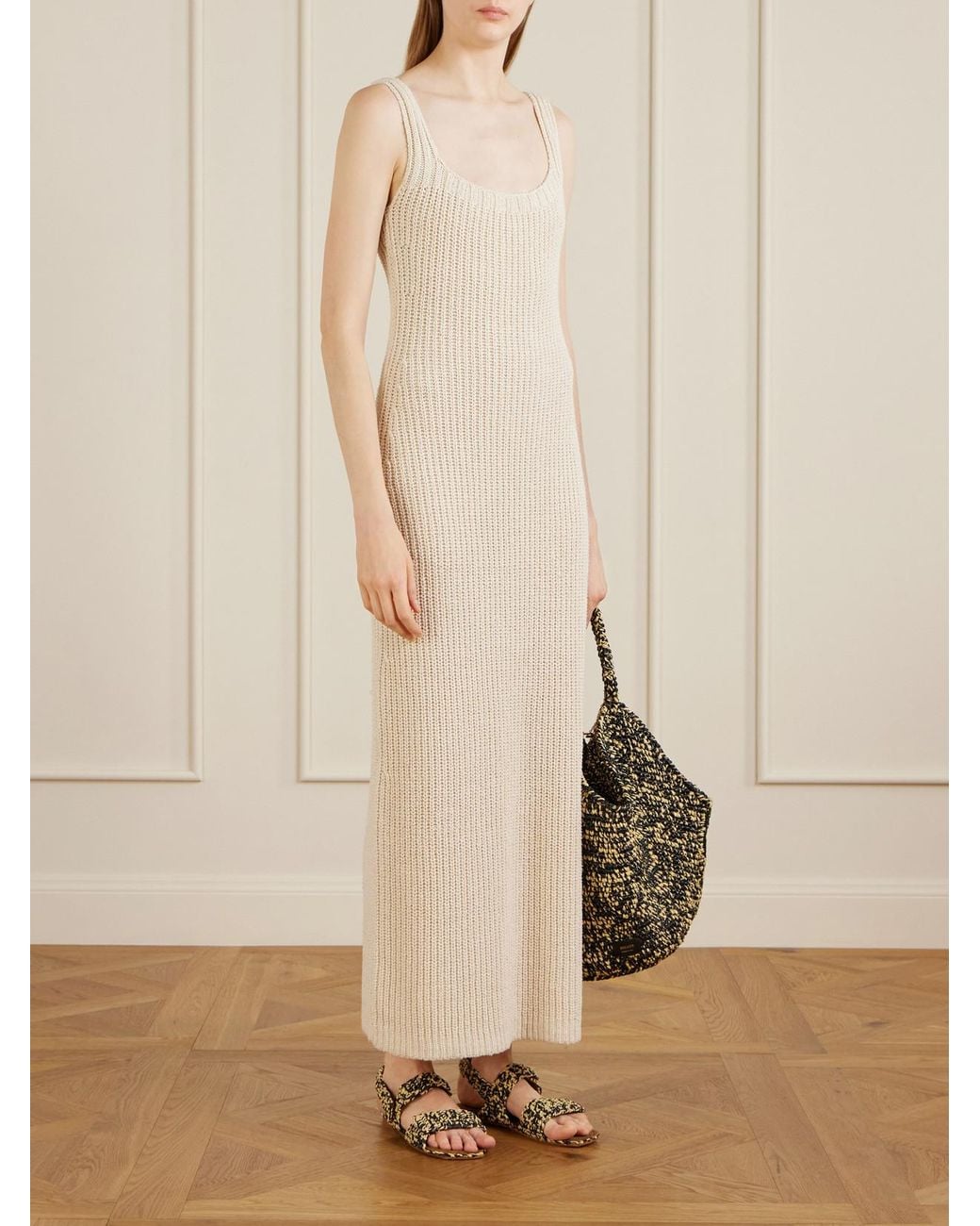 Khaite White Lex Crocheted Silk And Cotton-Blend Midi Dress