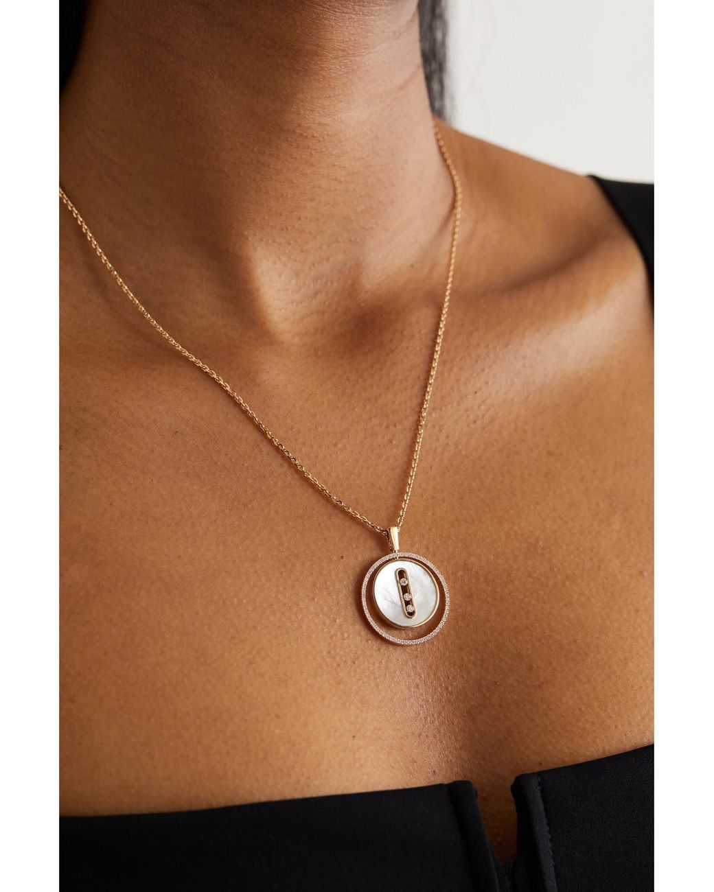 Messika Natural Lucky Move 18-Karat Rose, Mother-Of-Pearl And Diamond Necklace