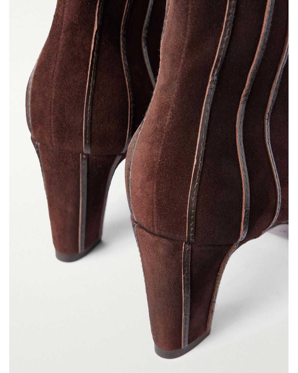 Herbert Levine Brown A Fine Line 65 Leather-Trimmed Suede Ankle Boots