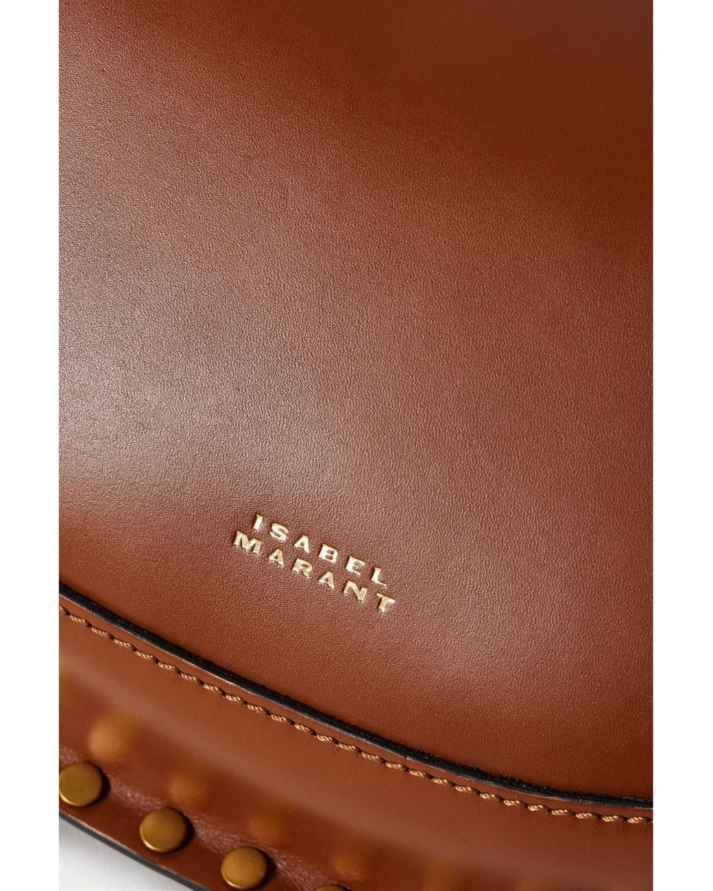 Isabel Marant Brown Oskan Moon Studded Leather Shoulder Bag