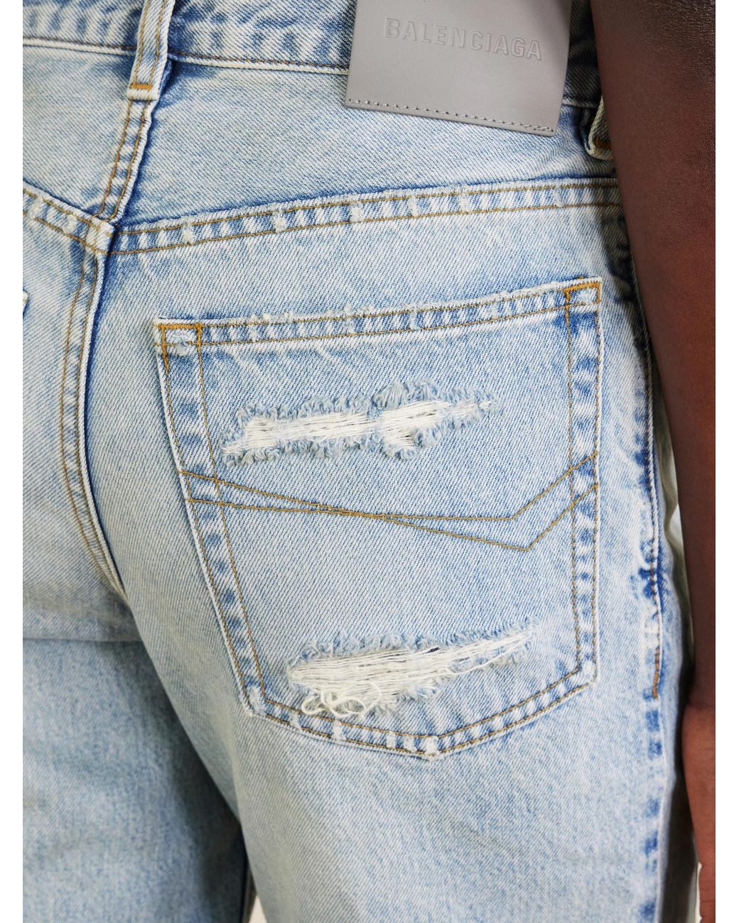 Balenciaga Blue Jackie Mid-Rise Straight-Leg Capri Jeans