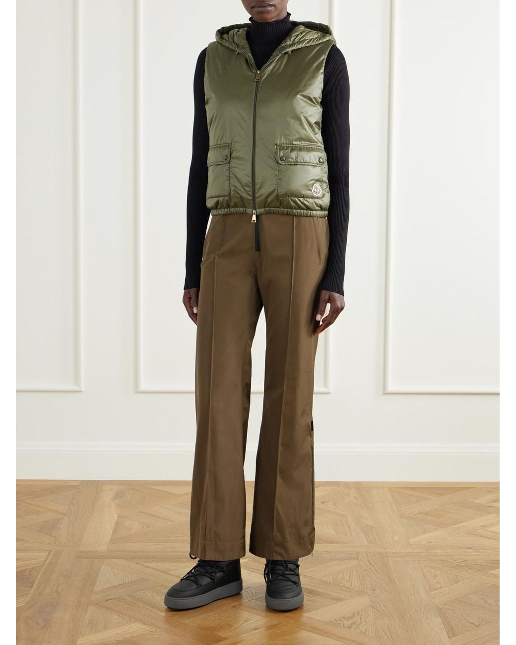 Yves Salomon Natural Suspender Pintucked Shell Flared Ski Pants