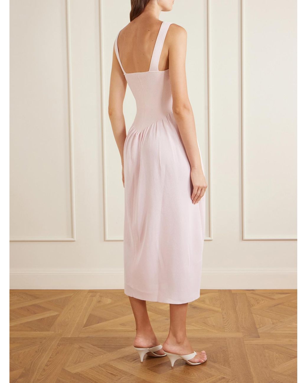 Altuzarra Pink Lollie Ribbed And Woven Midi Dress