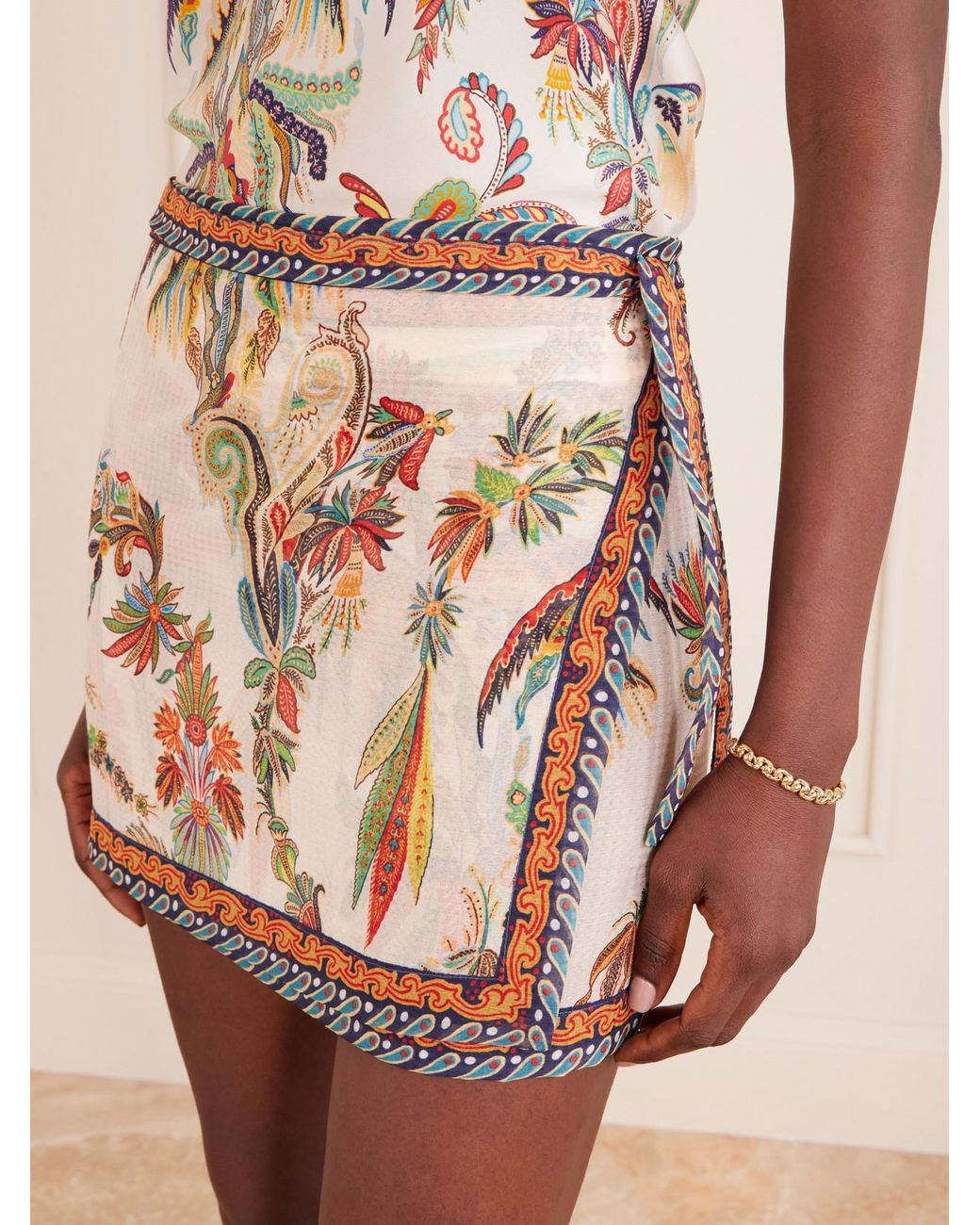 Etro Pink Printed Voile Mini Wrap Skirt