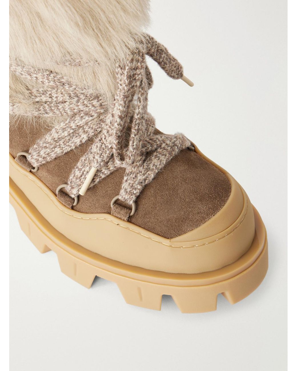 Moncler Natural Peak Apres Plush-Trimmed Suede And Rubber Ankle Boots