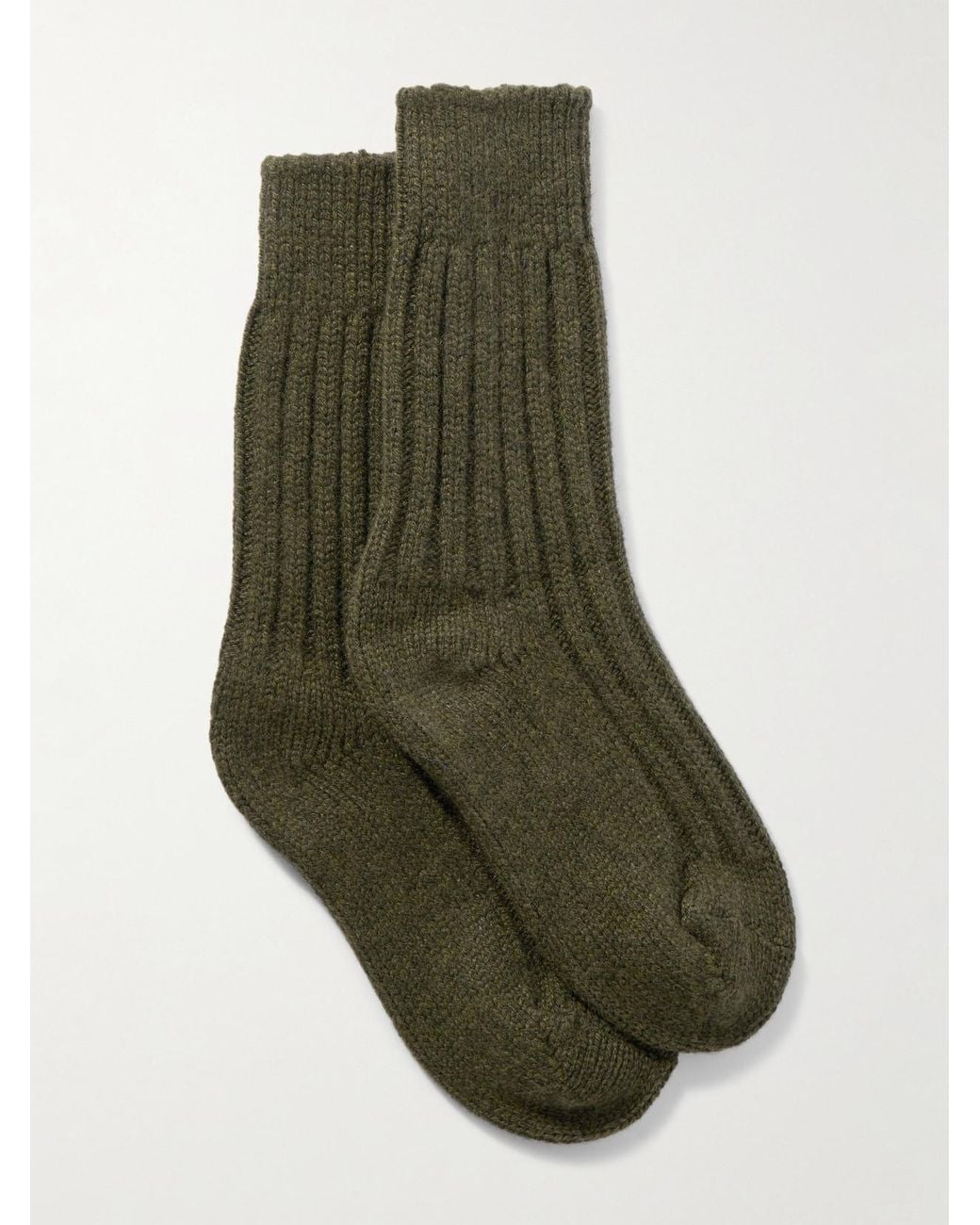 The Elder Statesman Yosemite Ribbed Cashmere Socks in Green | Lyst UK