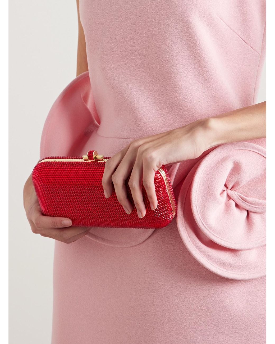 Judith Leiber Red Long Slide Crystal-Embellished-Tone Clutch