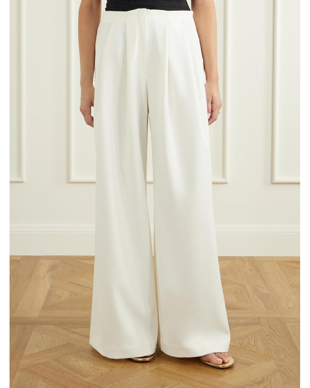 ANDRES OTALORA White Pleated Drill Wide-Leg Pants