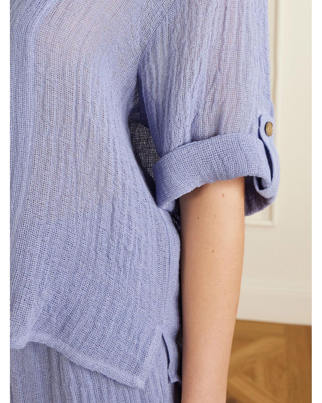 LeKasha Blue Minqar Linen Shirt