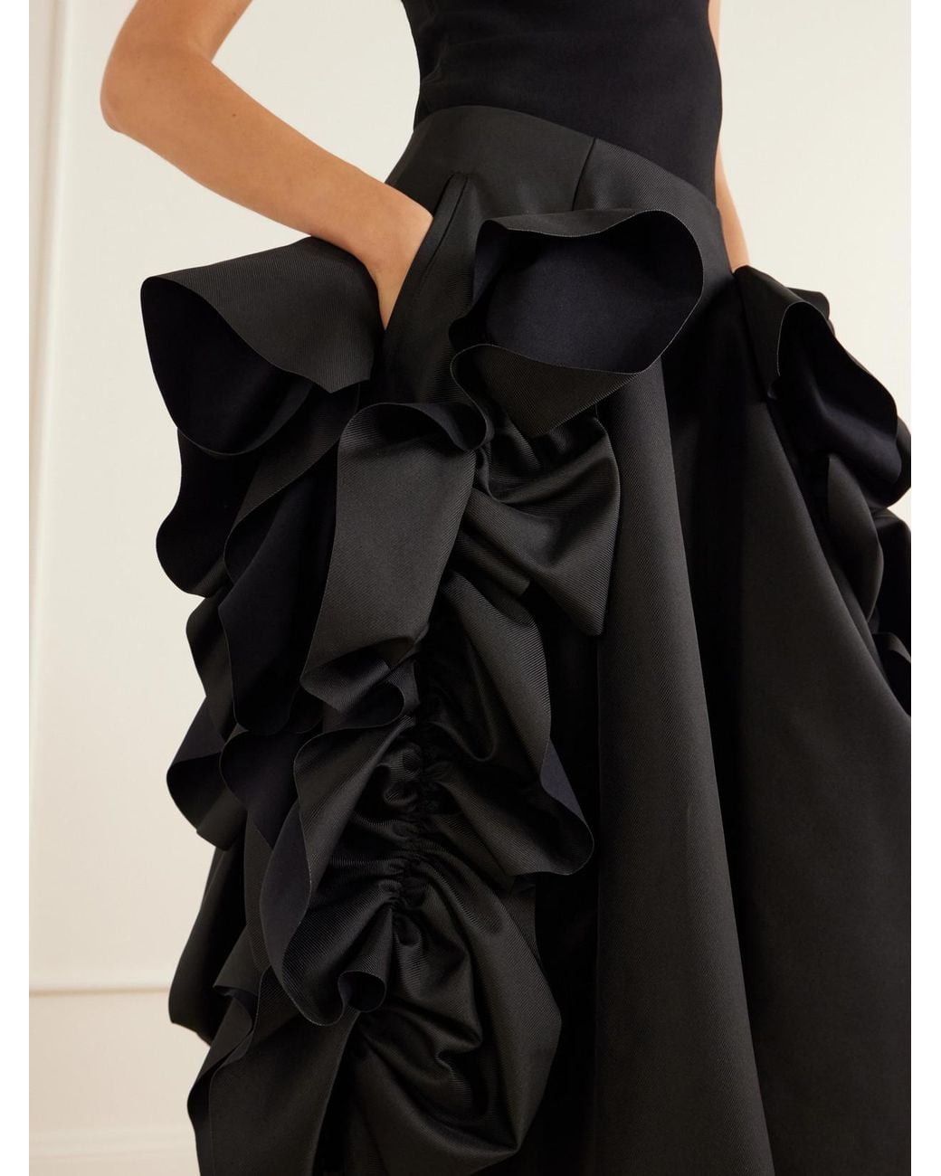 Comme des Garçons Black Ruffled Drill Midi Skirt
