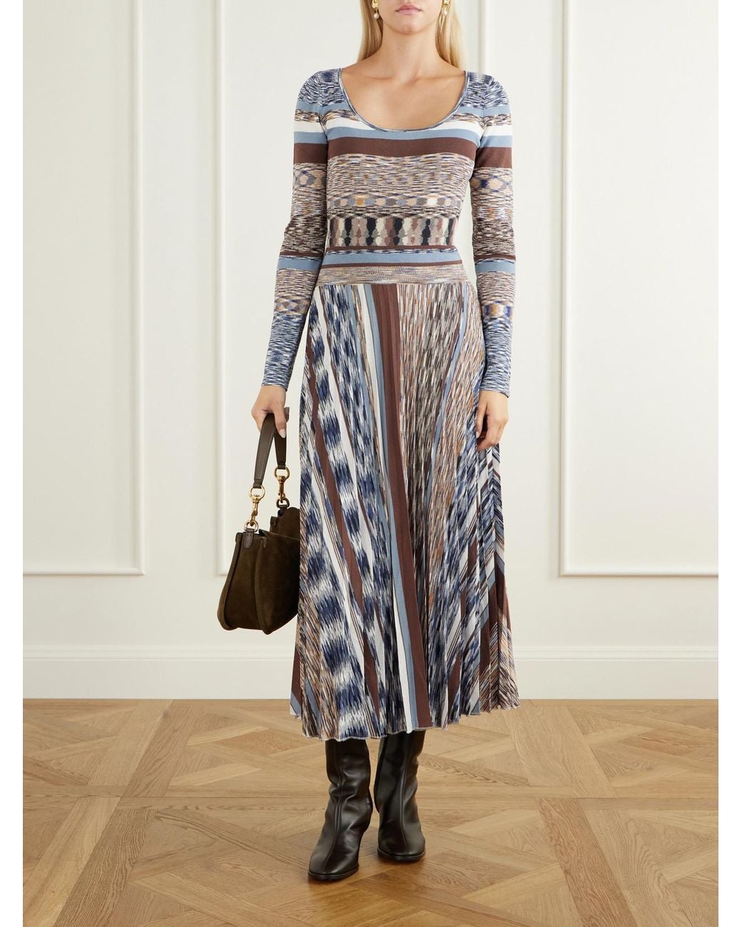 Cara Cara Multicolor Marlow Knitted Striped Jersey Midi Dress
