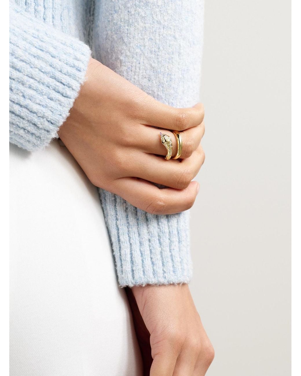 Yvonne Léon Natural Python 9-Karat Multi-Stone Ring