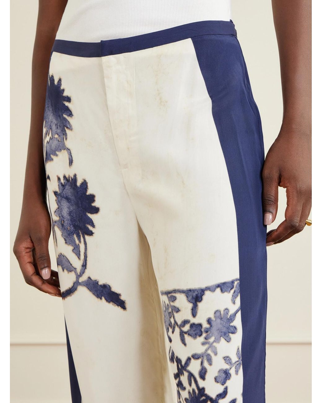 Sir White Phillipa Georgette Straight-Leg Pants
