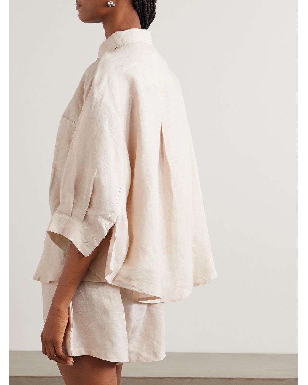 Deiji Studios Natural 03 Linen Shirt And Shorts Set