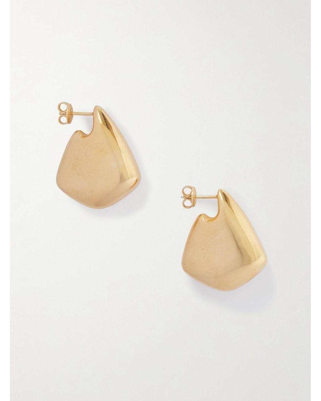 Bottega Veneta Natural Tone Hoop Earrings