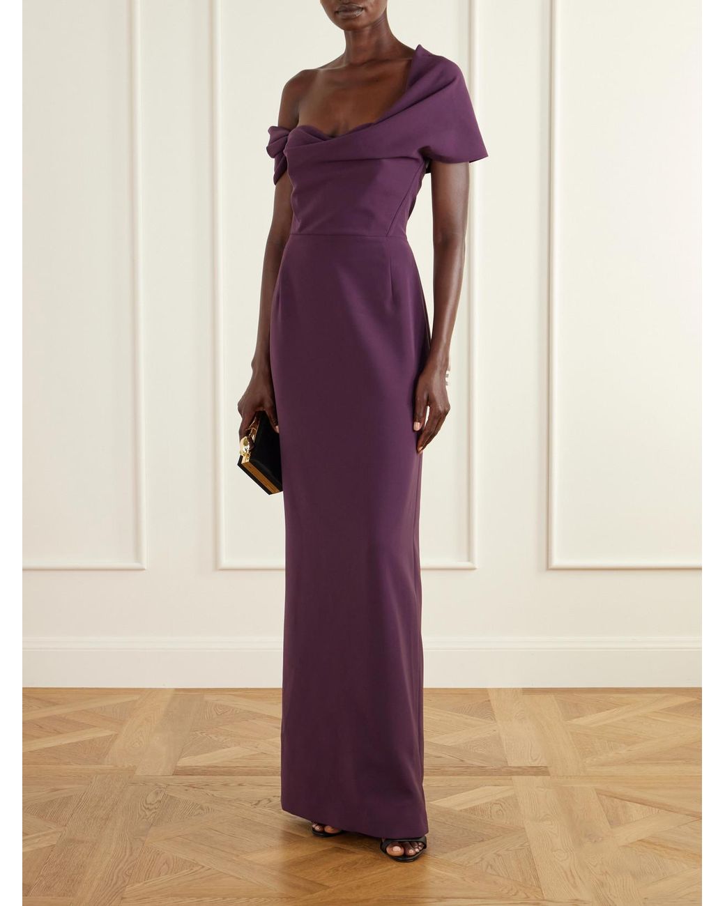 Carolina Herrera Purple Sofia One-Shoulder Draped Crepe Gown