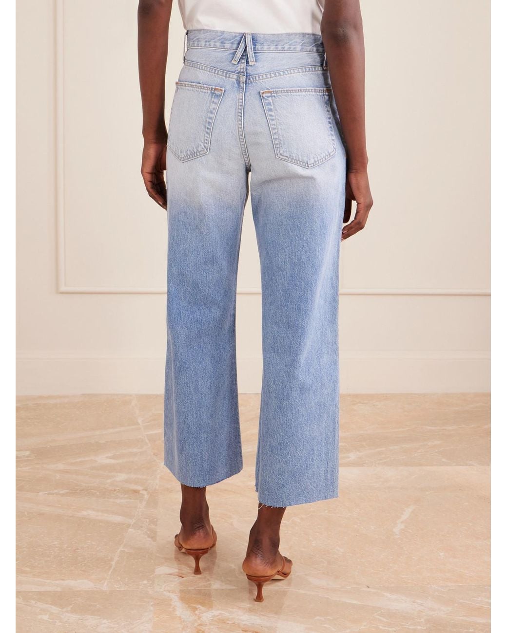 SLVRLAKE Denim Blue Grace Crop High-Rise Wide-Leg Jeans