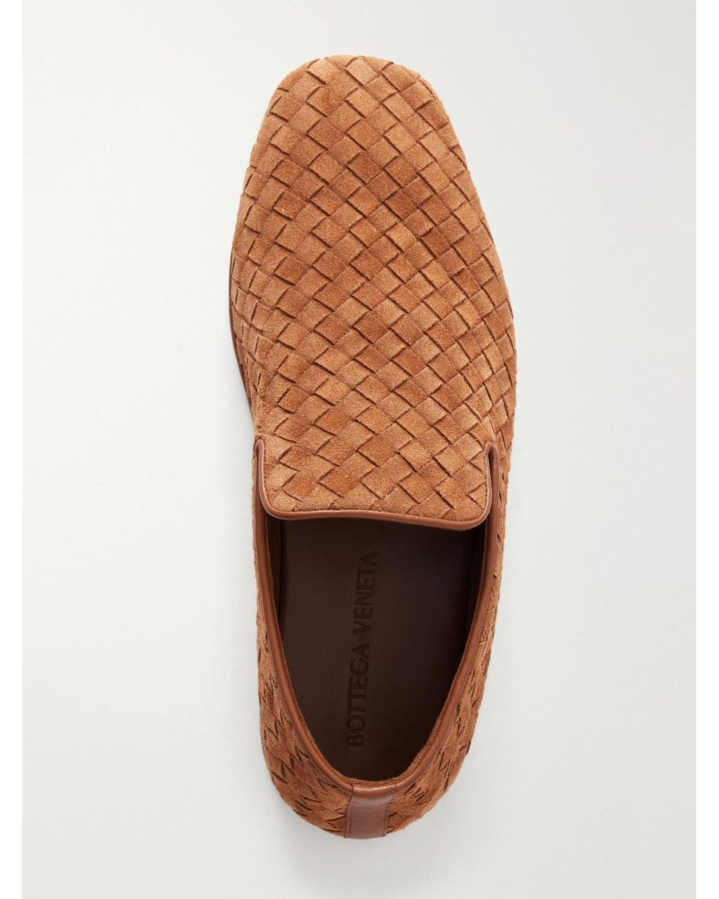 Bottega Veneta Brown Palazzo Intrecciato Suede Loafers