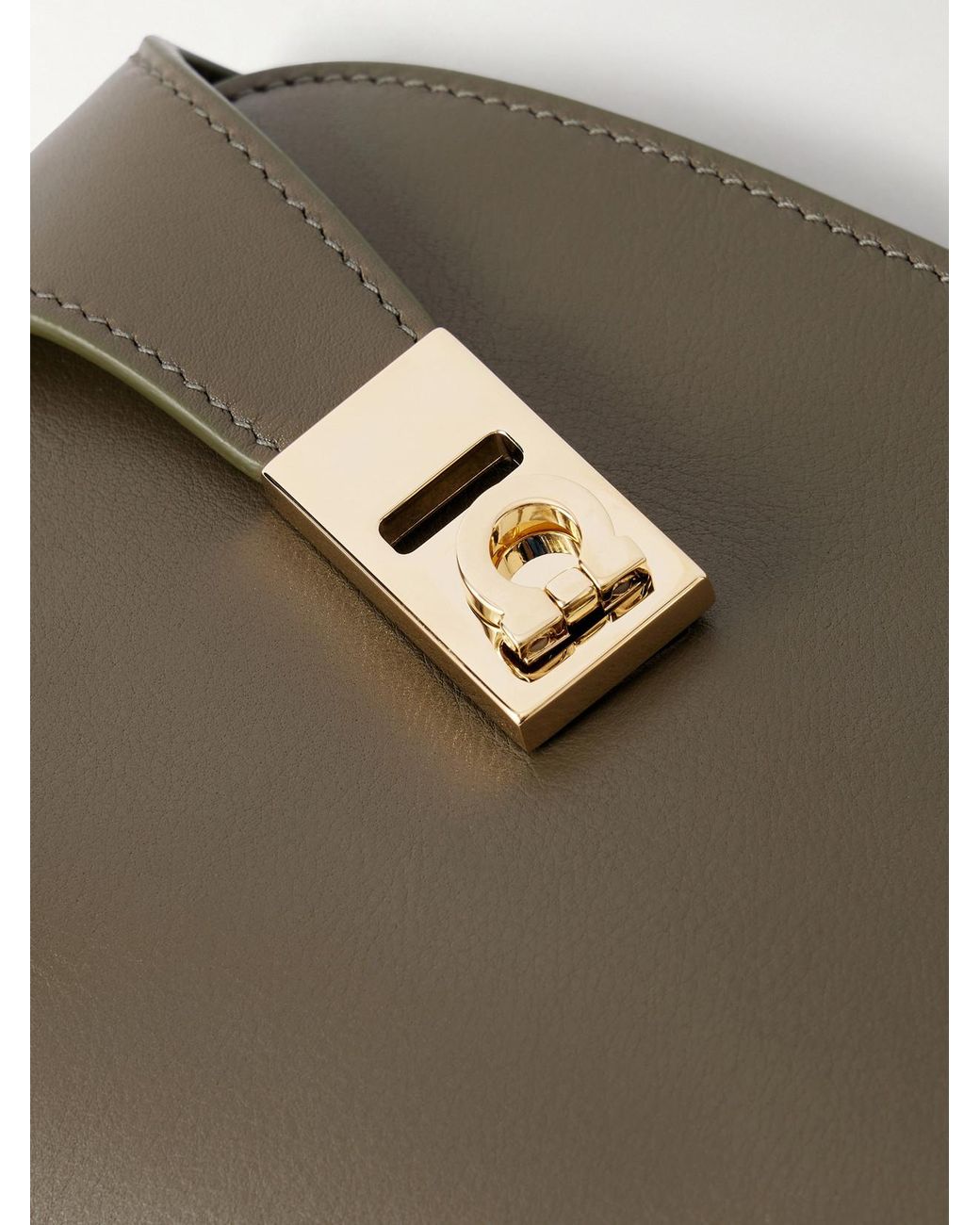 Ferragamo Natural Hug Embellished Textured-Leather Shoulder Bag