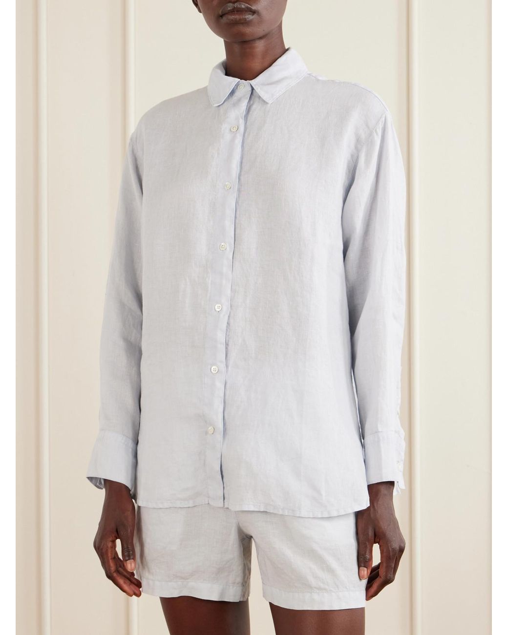 James Perse White Linen-Canvas Shirt