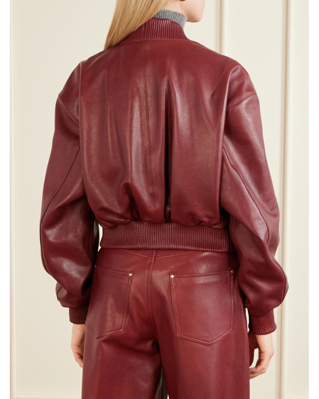 Arma Red Hannan Leather Bomber Jacket