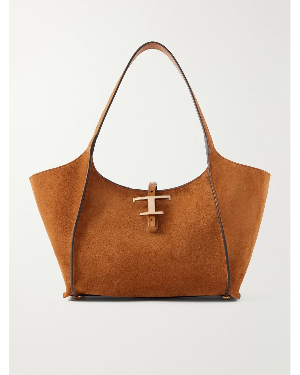 Tod's Brown T Timeless Small Suede Shoulder Bag