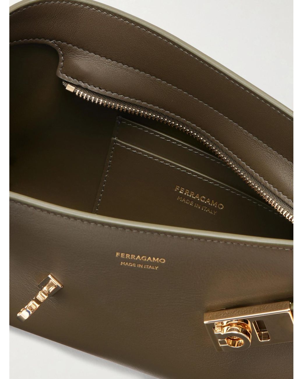 Ferragamo Natural Hug Embellished Textured-Leather Shoulder Bag