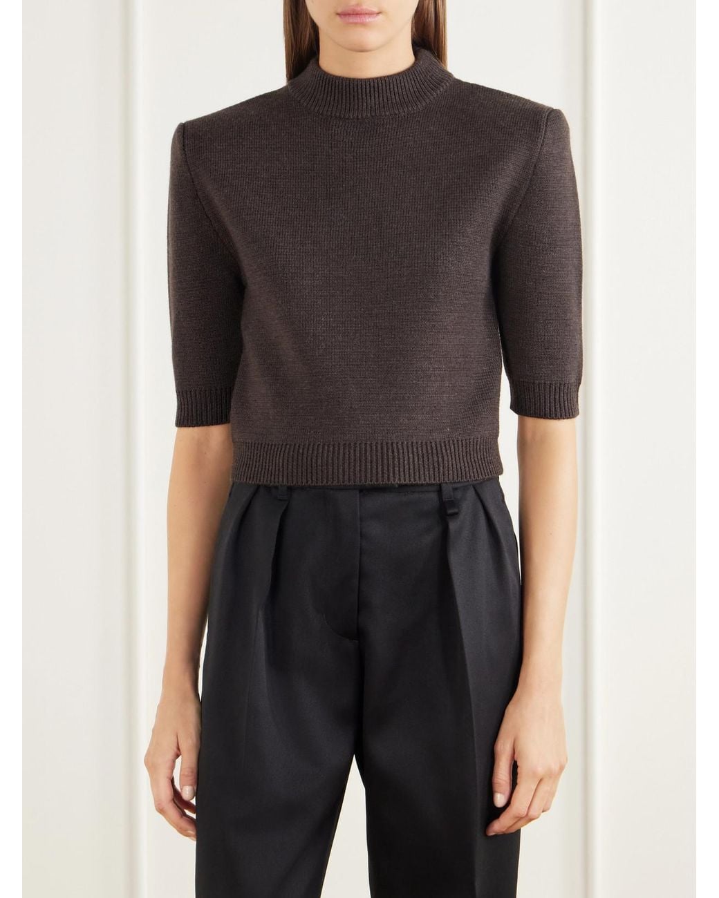 Willy Chavarria Gray Chavela Cropped Wool Sweater