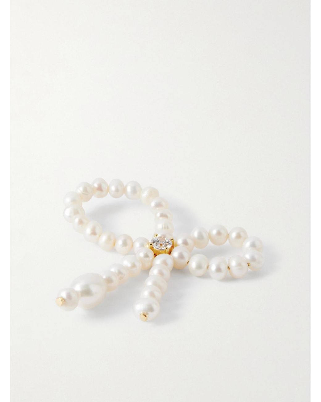 COMPLETEDWORKS Natural Recycled Vermeil, Pearl And Cubic Zirconia Ring
