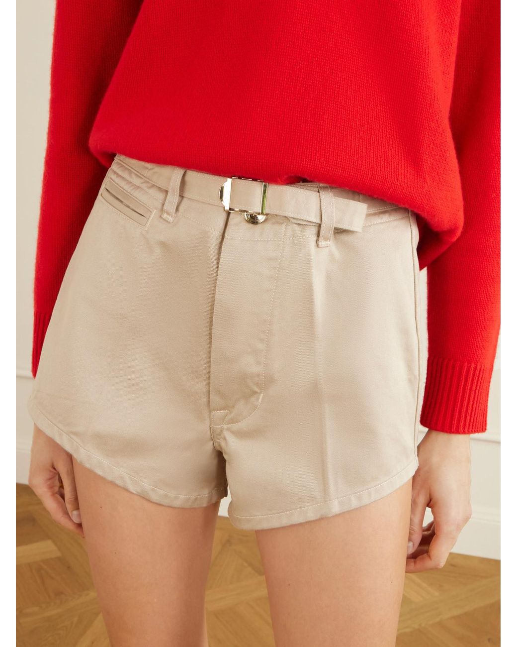 RÙADH Natural The Grier Belted Organic Cotton-Twill Shorts