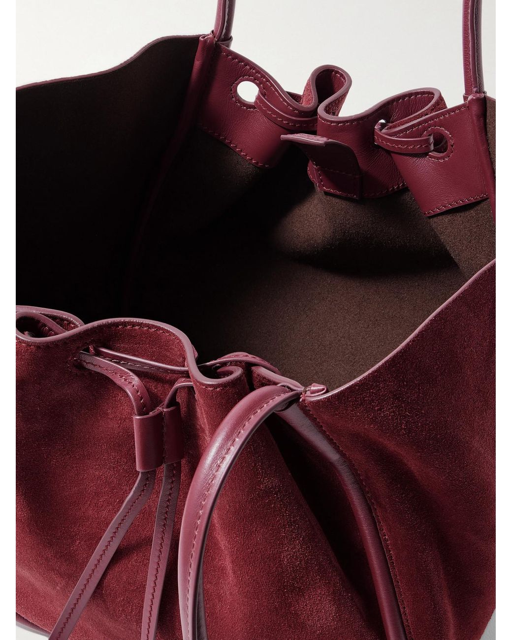 Proenza Schouler Red Large Leather-Trimmed Ruched Suede Tote