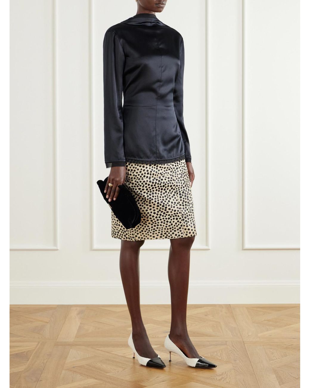 Aquazzura Black Bow Tie Velvet Clutch