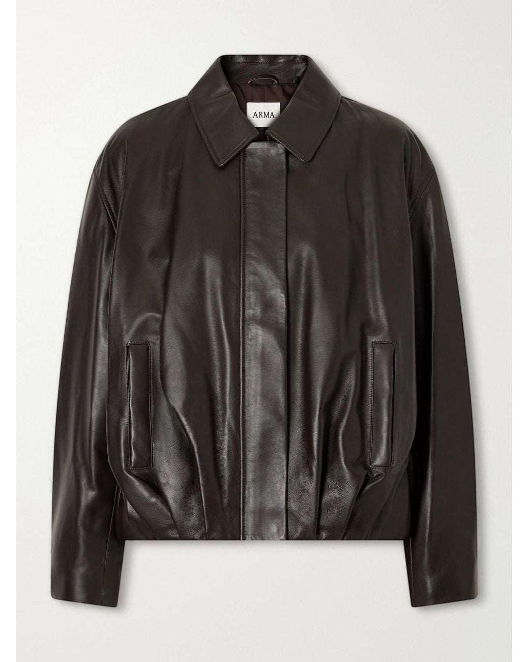 Arma Black Melis Pleated Leather Jacket