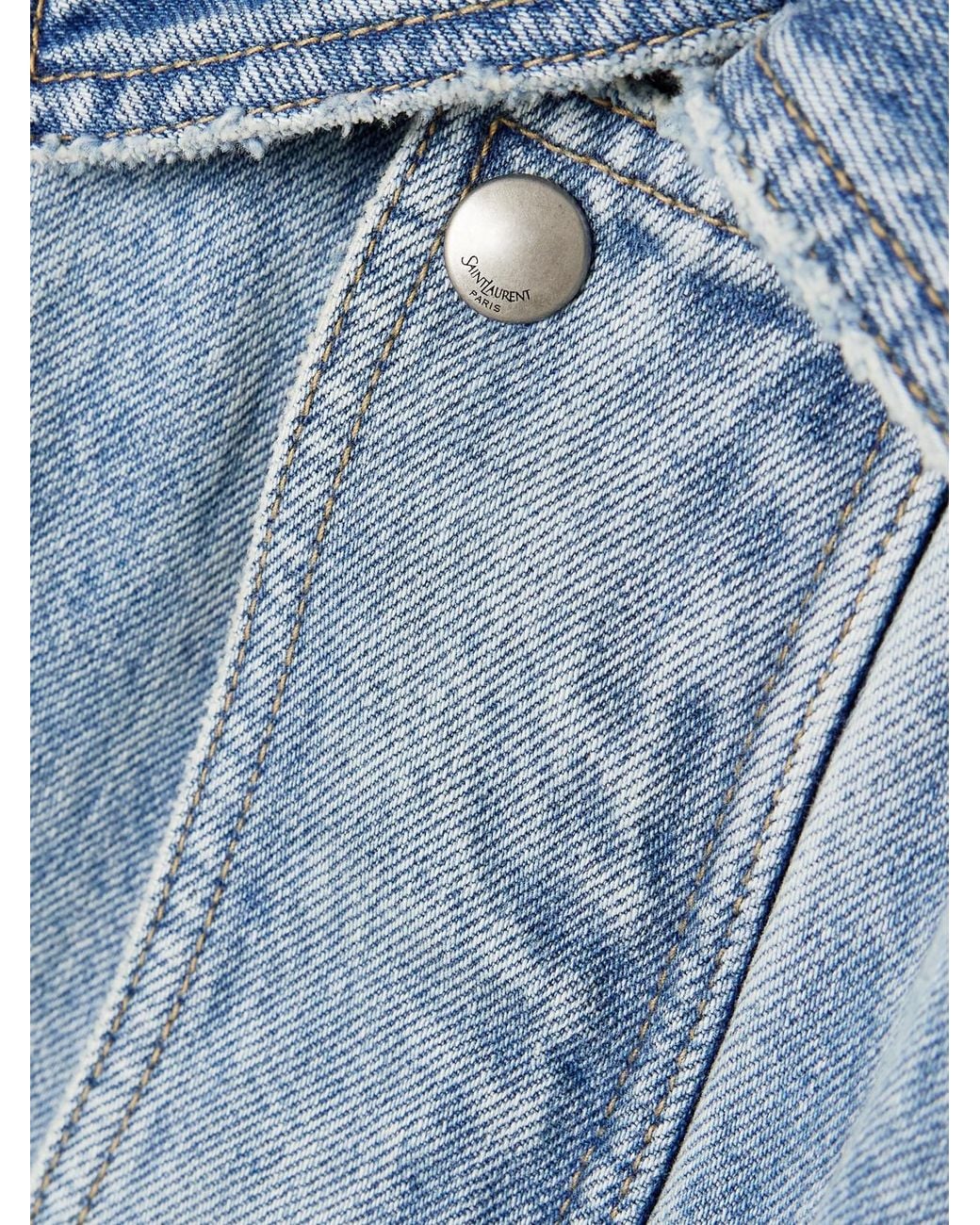 Saint Laurent Blue Oversized Paneled Denim Jacket