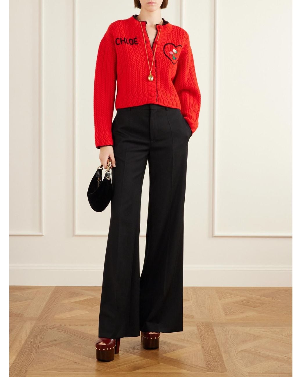 Chloé Embroidered Wool And Cashmere-Blend Cardigan