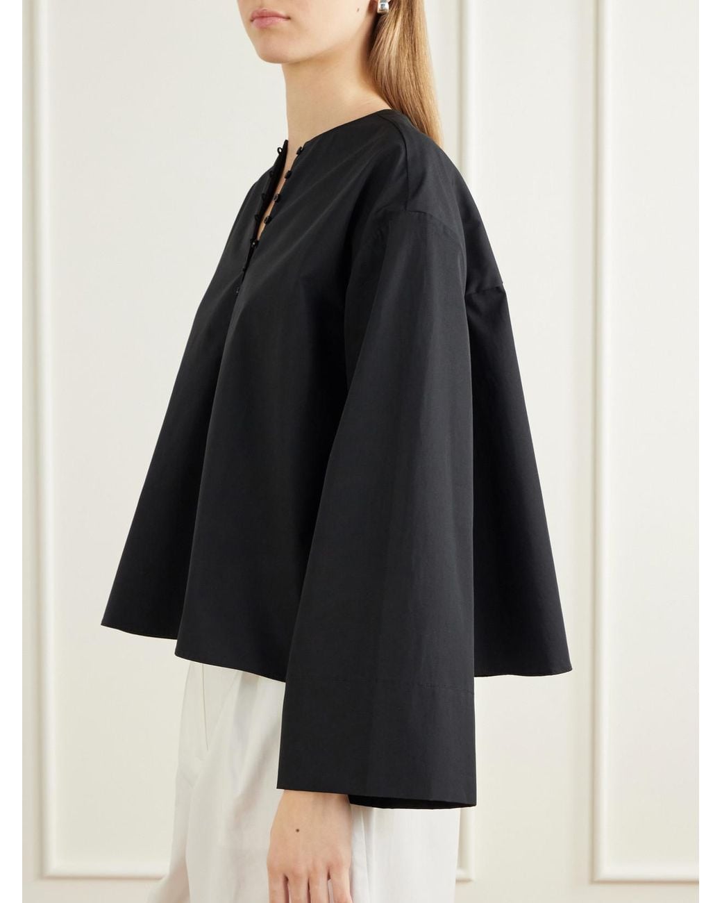 Kallmeyer Blue Marguerite Cotton-Poplin Blouse