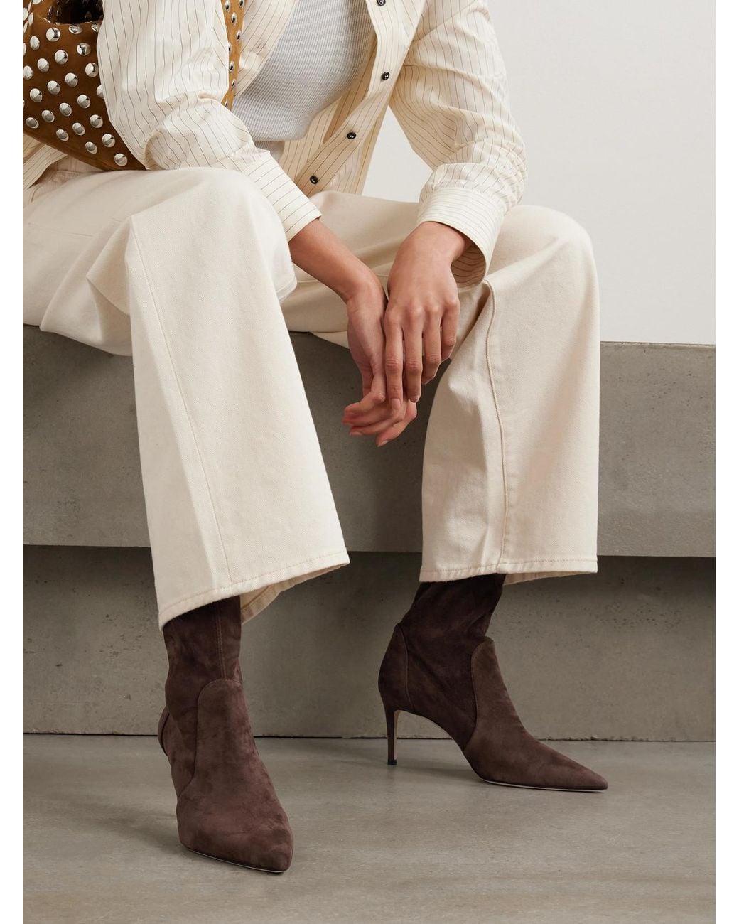 Stuart Weitzman Brown Stuart Power Suede Ankle Boots
