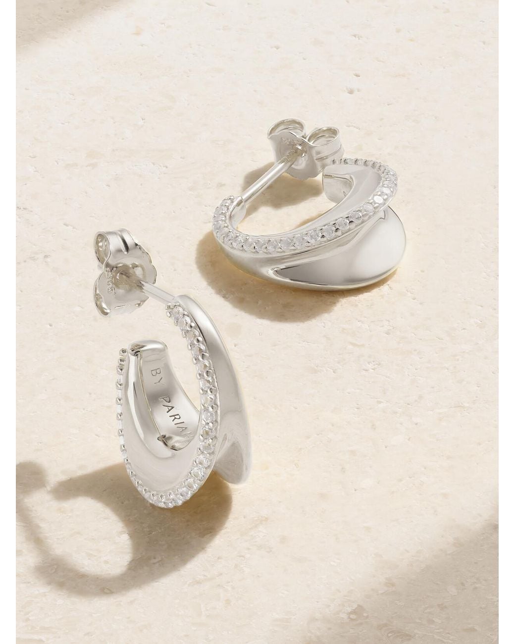 BY PARIAH Natural O Huggies Mini Recycled Sterling Sapphire Hoop Earrings