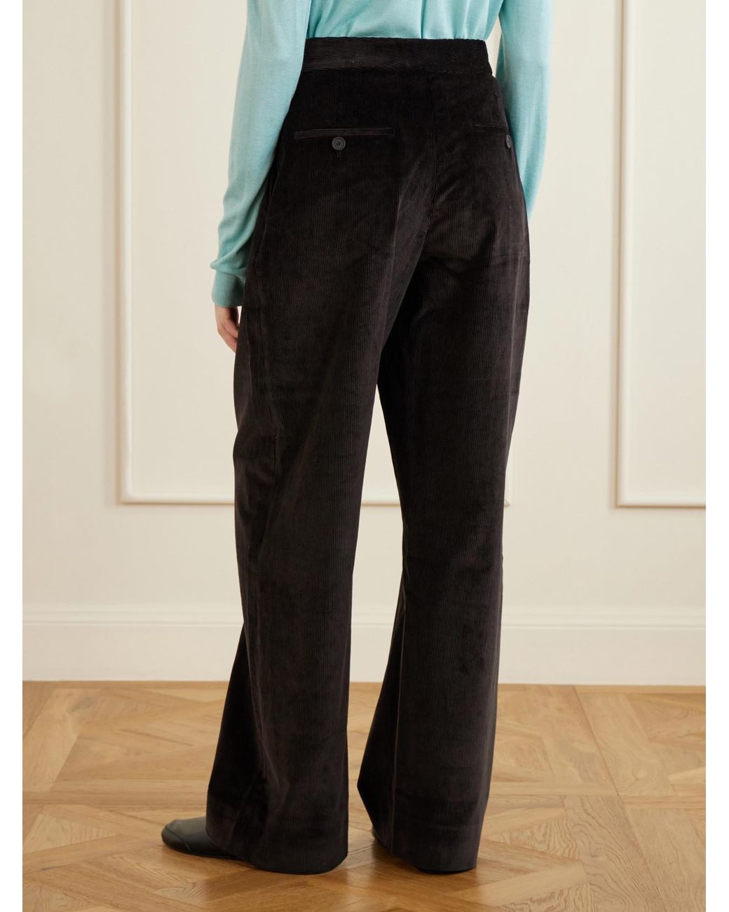 Studio Nicholson Black Grange Cotton-Corduroy Wide-Leg Pants
